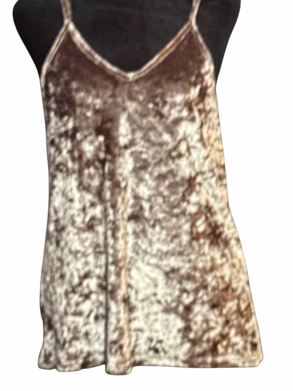 Pinkish Brown Double V Neck Crushed Velvet Cami Top- Size M - Picture 2 of 8